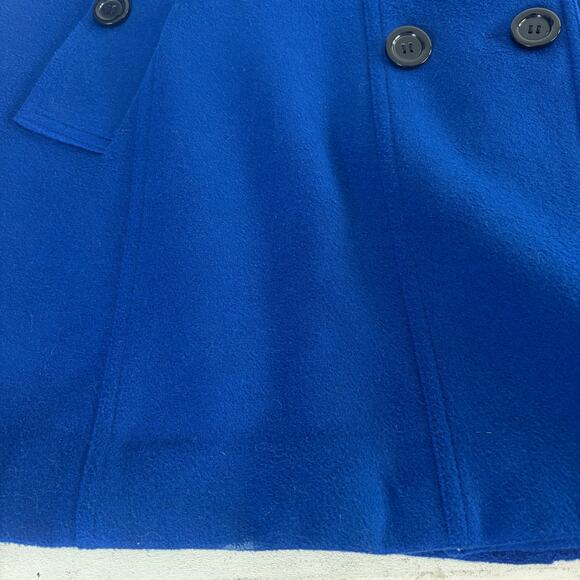 Royal Blue Double Breasted High Funnel Neck Oversized Pea Coat Sz XL - Picture 7 of 9